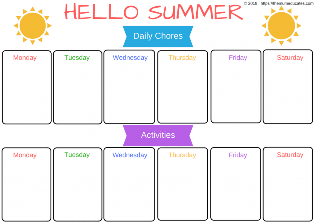 Weekly Summer Holiday Planner The Mum Educates