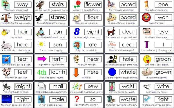 Homophones online exercise for Level 1