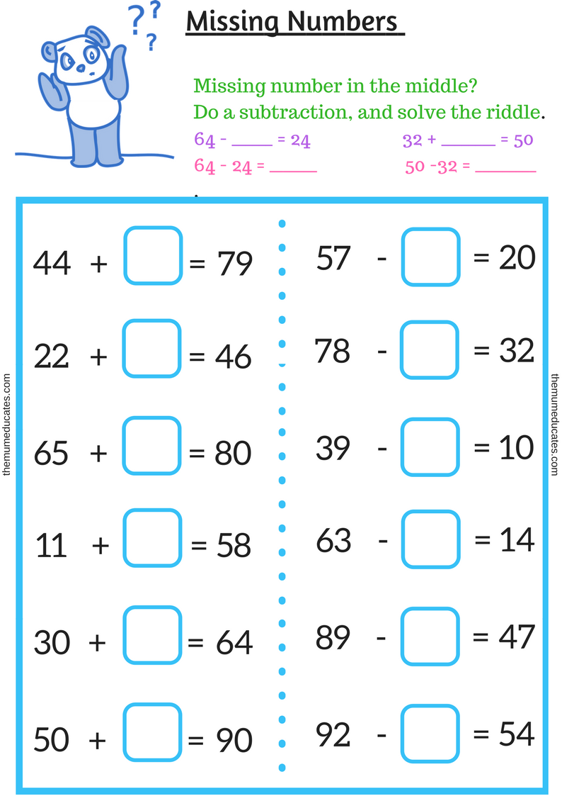 Find The Missing Number In Subtraction