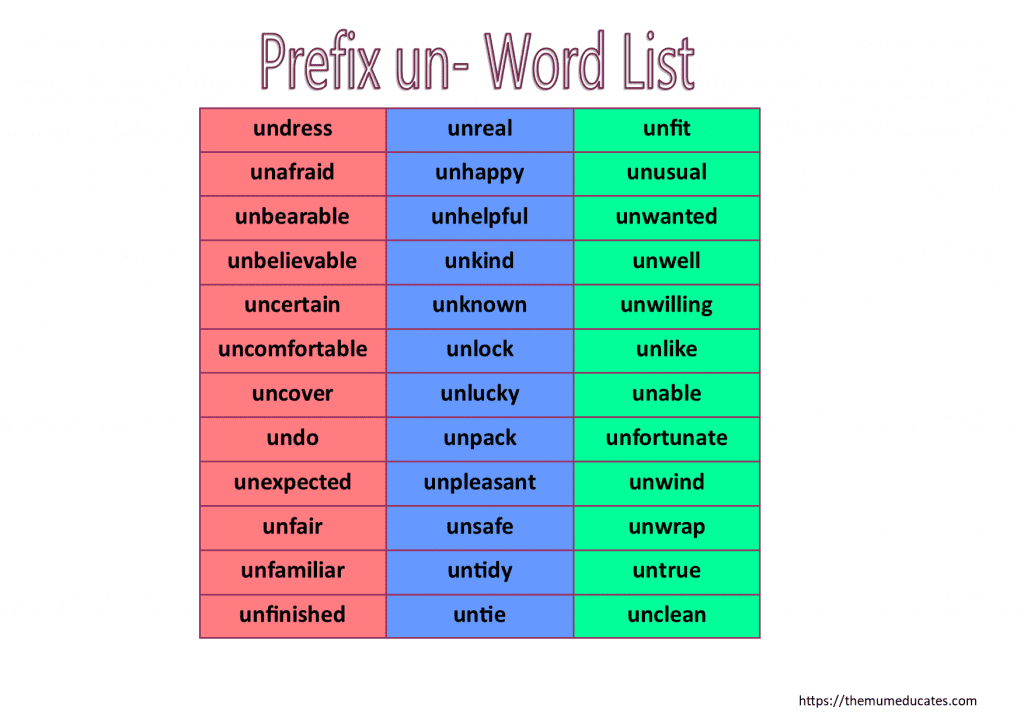 Free Suffix And Prefix For Kids