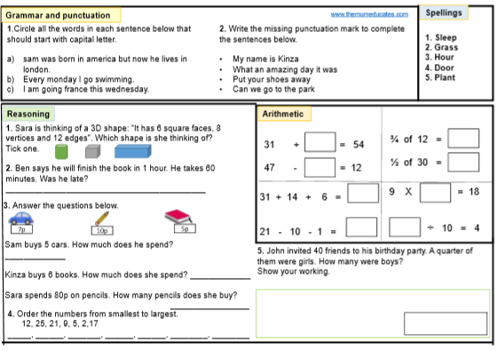 ks1 sats homework