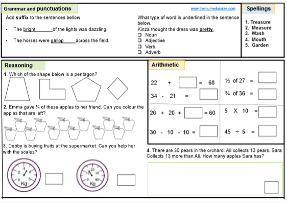 sats revision and homework tasks