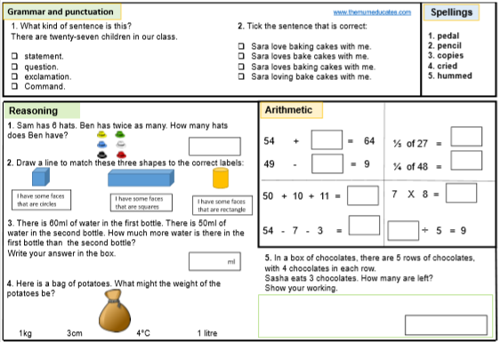 sats revision and homework tasks