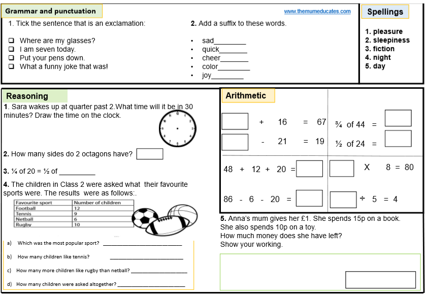 sats revision and homework tasks