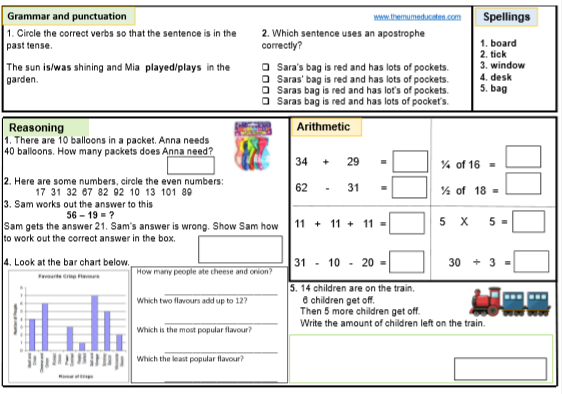 sats revision and homework tasks