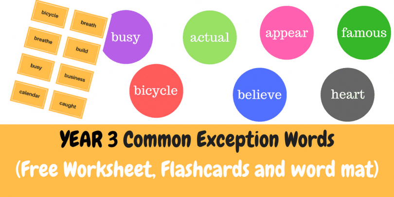 Year 3 Common Exception Words Free Worksheets The Mum Educates