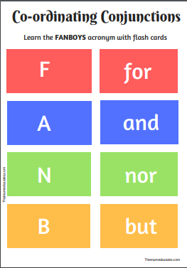 Coordinating and Subordinating Conjunctions - FANBOYS - Grades 3-4