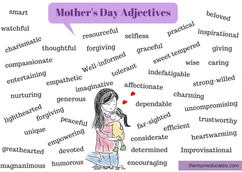 Mothers Day Adjectives Mat. - The Mum Educates