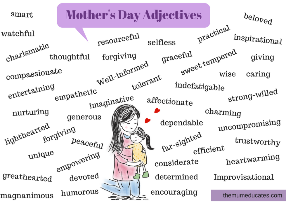 Mothers Day Adjectives Mat The Mum Educates