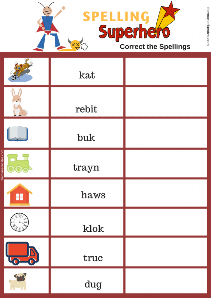 Correct the Spellings KS1 (Free worksheets) The Mum Educates