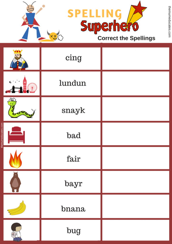 Correct the Spellings - KS1 (Free worksheets) - The Mum Educates