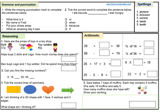 ks1 sats homework