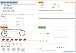 homework sheets for year 1