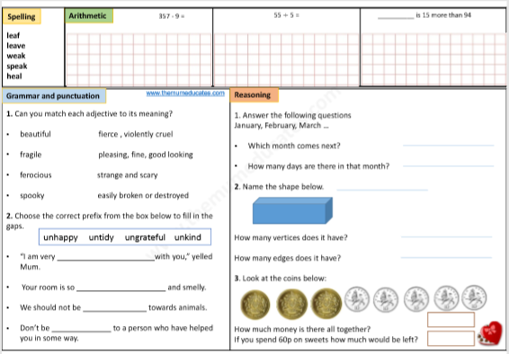 Year 3 FREE worksheets Math English