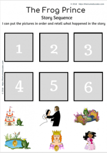 The Frog Prince (FREEBIES Literacy and Math worksheets) Story sequencing
