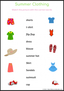Summer Clothing: Find the correct clothing - The Mum Educates