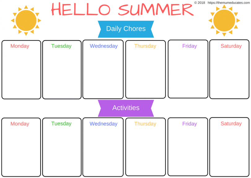 Weekly Summer Holiday Planner - The Mum Educates