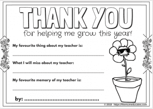 Free thank you Teacher printable 