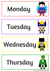 Days of the week flashcards, poster and activities - The Mum Educates