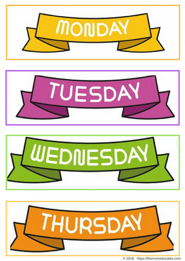 Fun Banner Days Of The Week Flashcards The Mum Educates