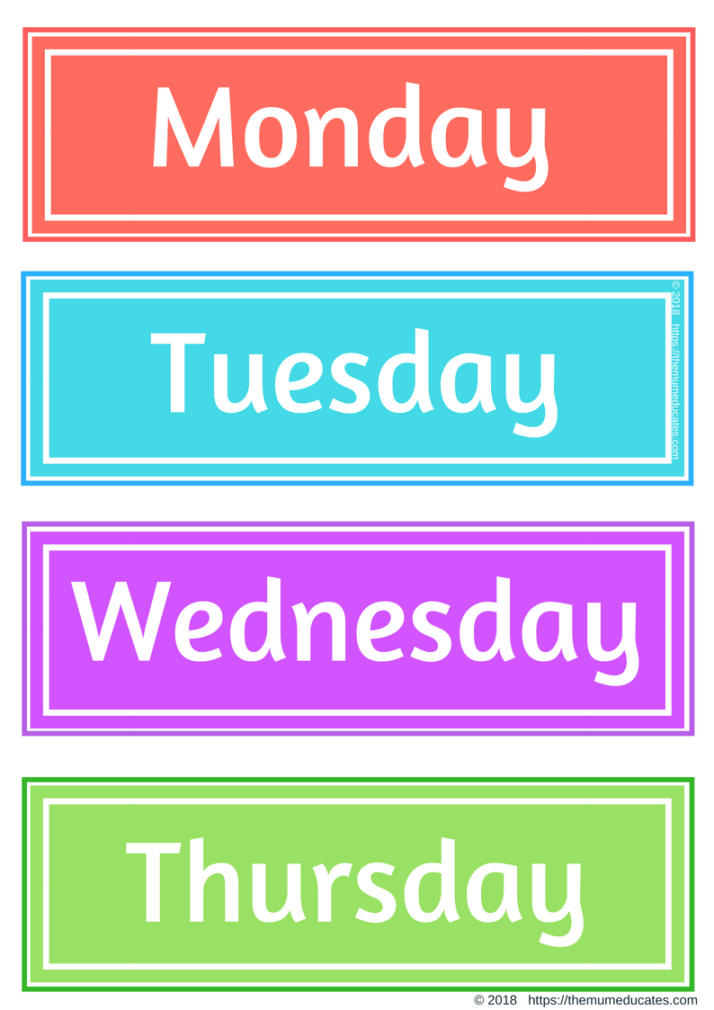 Days of the week flashcards, poster and activities - The Mum Educates