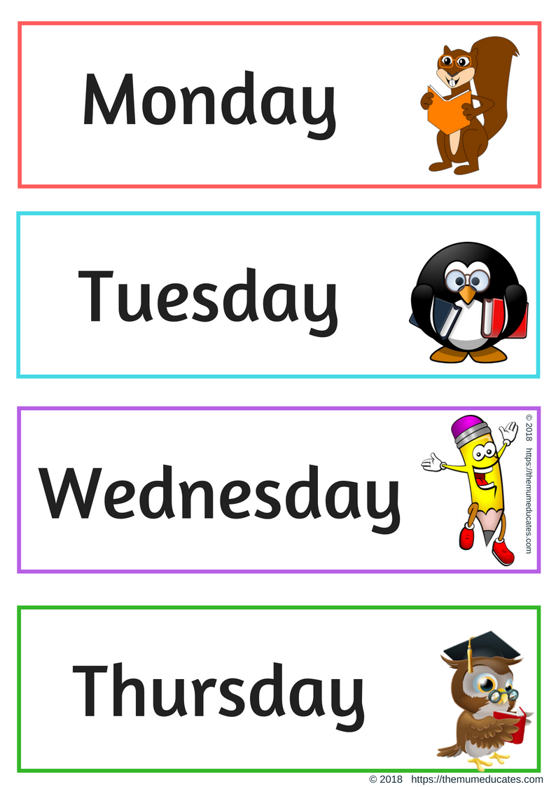 Colourful Days Of The Week Flashcards The Mum Educates