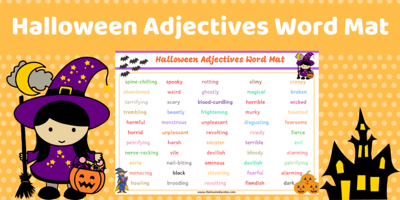 Free Halloween Adjectives Word Mat - The Mum Educates