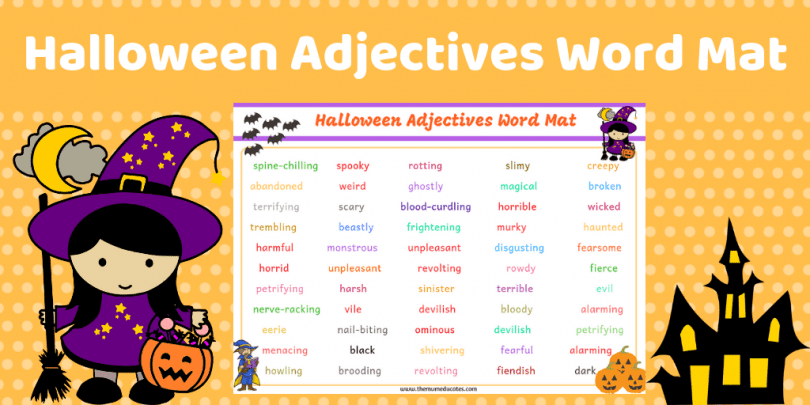 Halloween Adjectives Word Mat