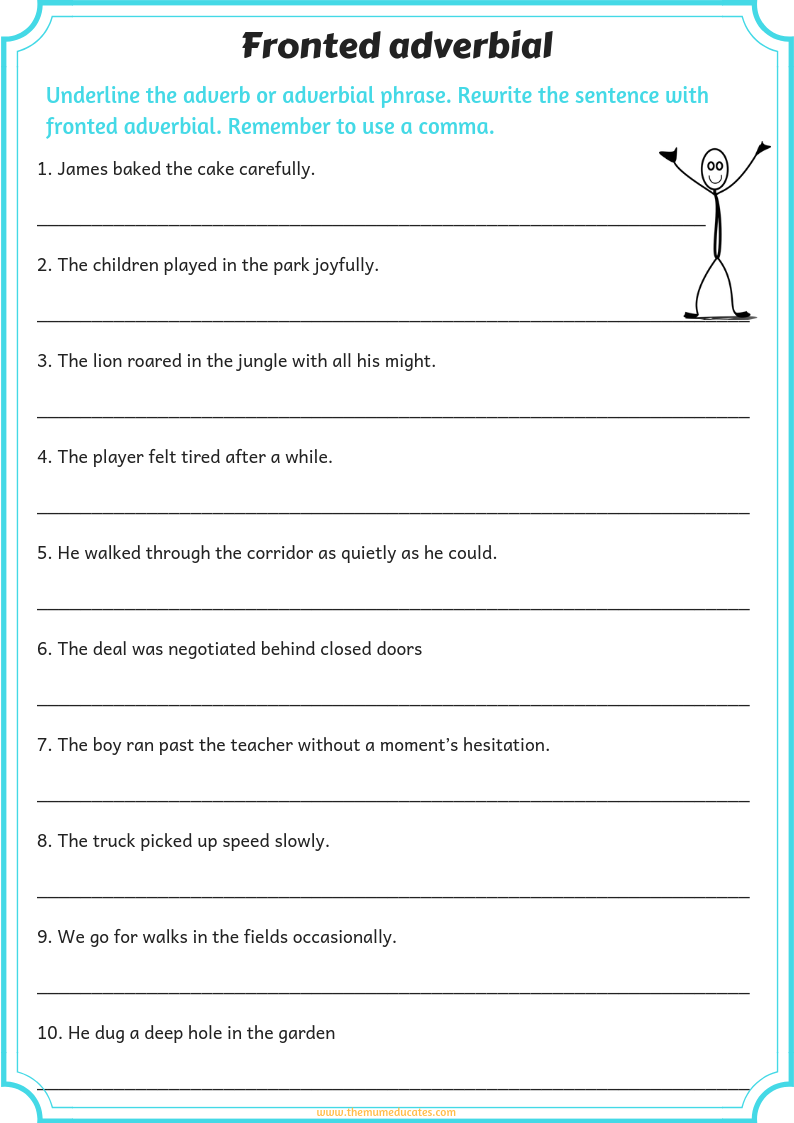 What Is A Fronted Adverbial Sentence Examples