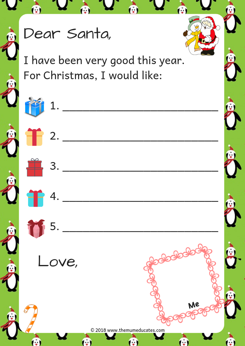 7 free printable letters to santa the mum educates