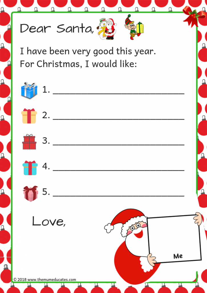 7 free printable letters to santa the mum educates