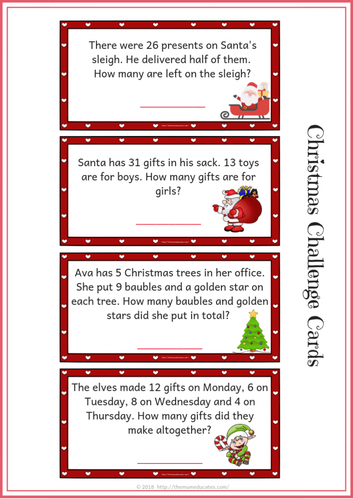 year 2 christmas homework