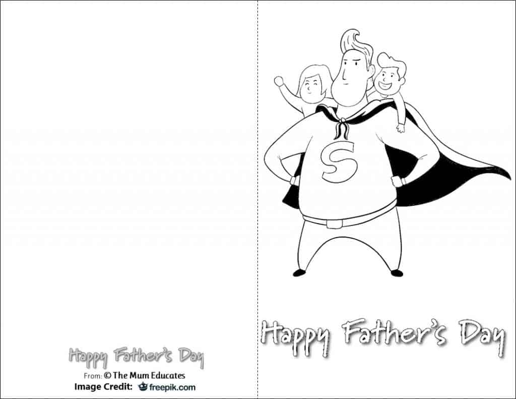 10 Free Father's Day Cards - Fun Colouring Cards - The Mum Educates