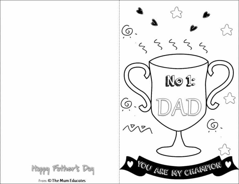 10 Free Father's Day Cards - Fun Colouring Cards - The Mum Educates