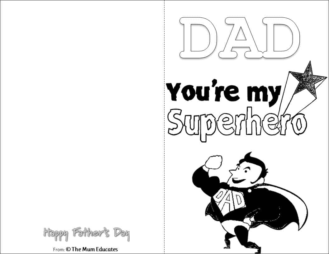 10 Free Father's Day Cards - Fun Colouring Cards - The Mum Educates