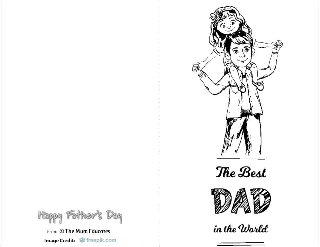 10 Free Father's Day Cards - Fun Colouring Cards - The Mum Educates