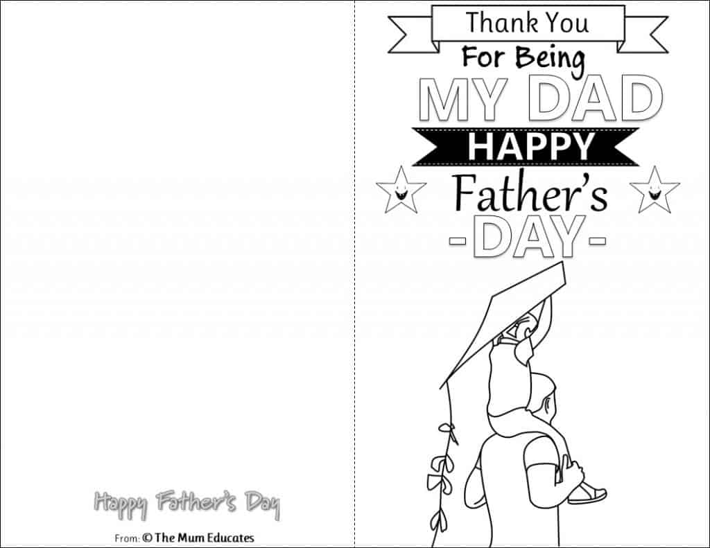 10 Free Father's Day Cards - Fun Colouring Cards - The Mum Educates