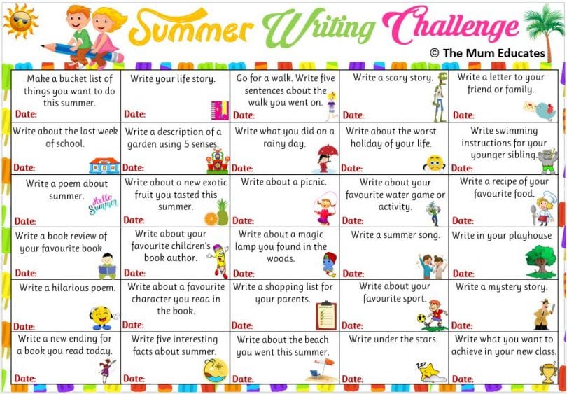 Summer Writing Challenge - Free Printable - The Mum Educates