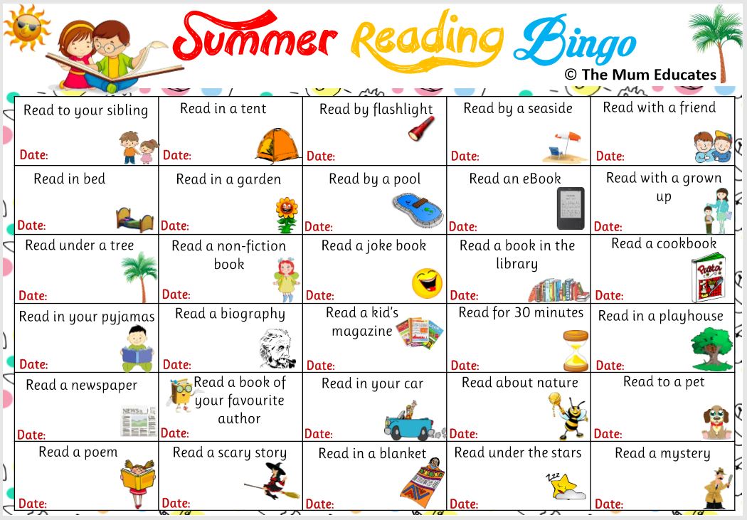 Free Printable Summer Reading Bingo