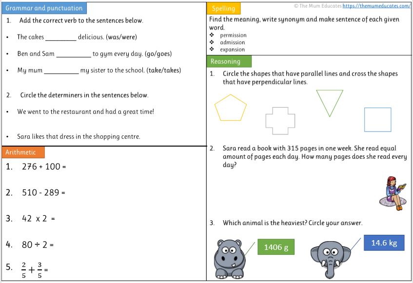 Year 4 Free worksheets