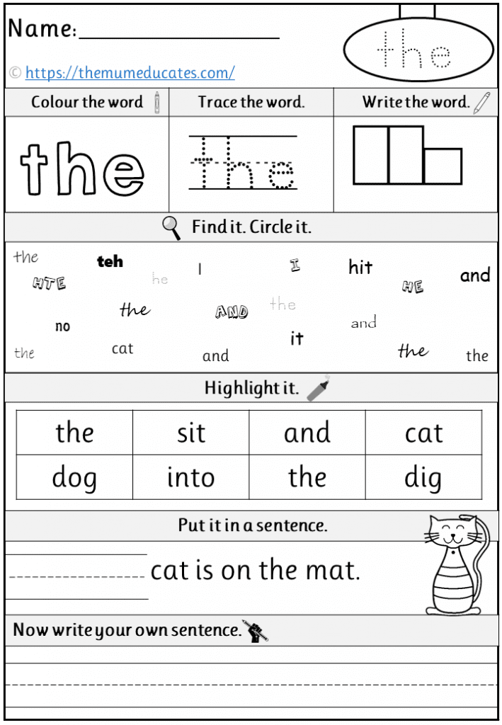 Phase 2 tricky words worksheets