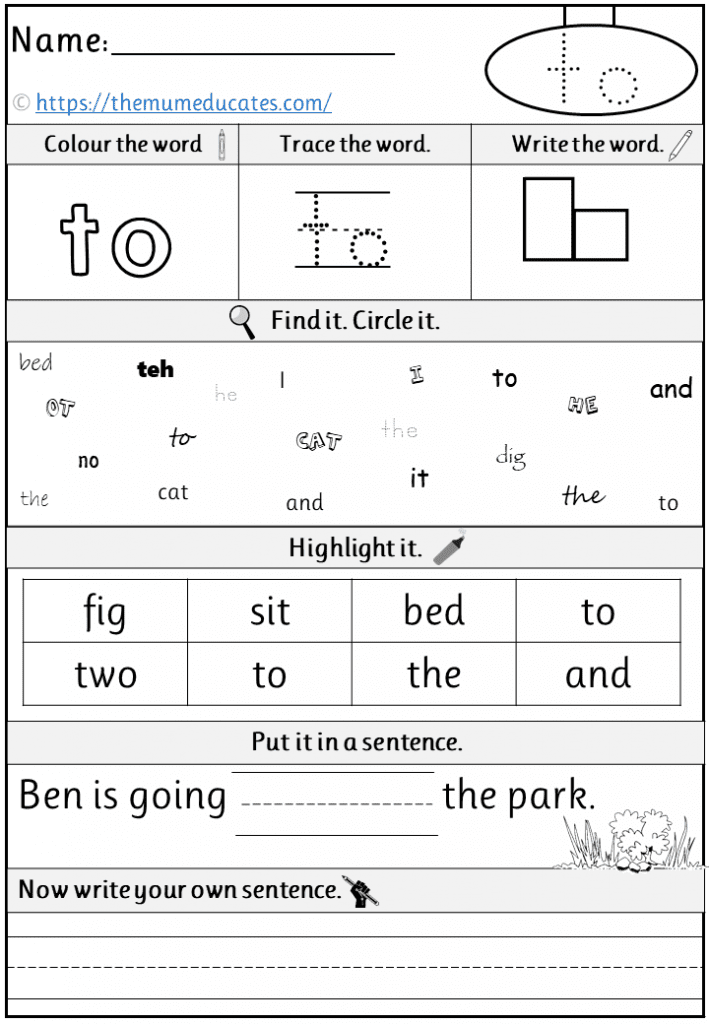 Phase 2 Tricky Words worksheets
