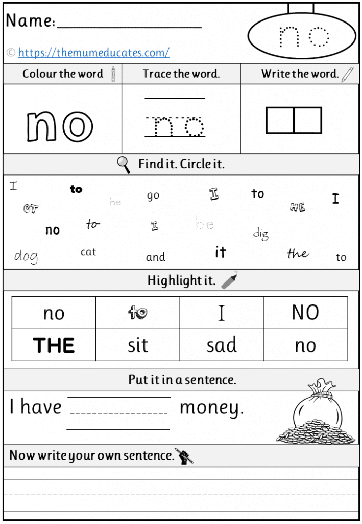 Phase 2 Tricky Words worksheets