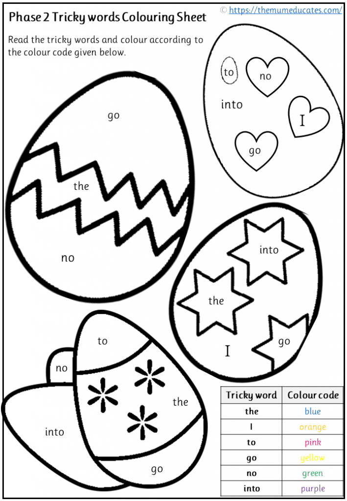 Phase 2 Tricky Words worksheets