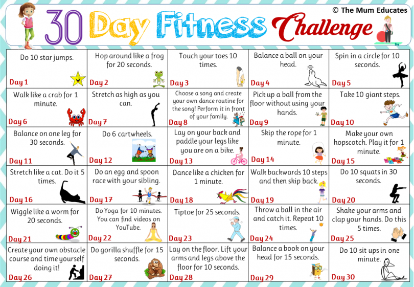 30 day Kids Fitness Challenge Active Kids The Mum Educates