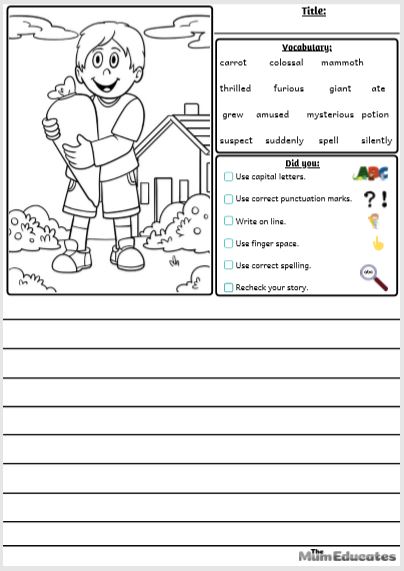 20 free picture writing prompts for kids with vocabulary the mum educates
