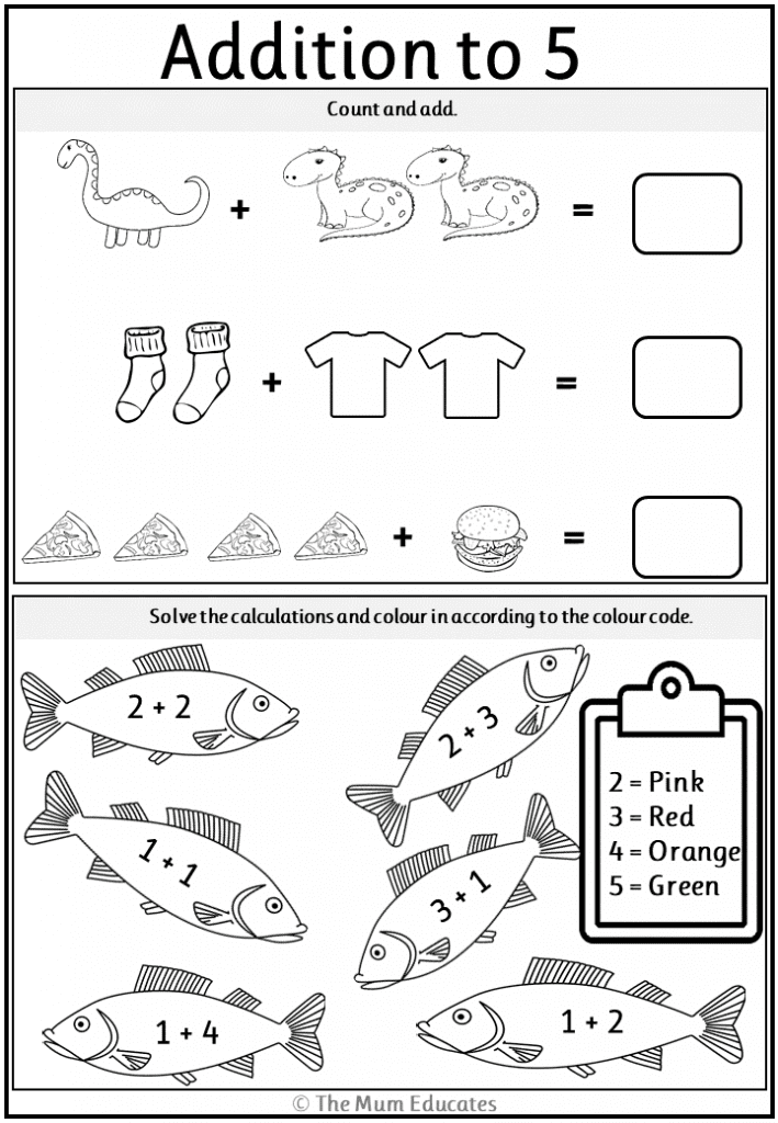 Addition Worksheets Reception