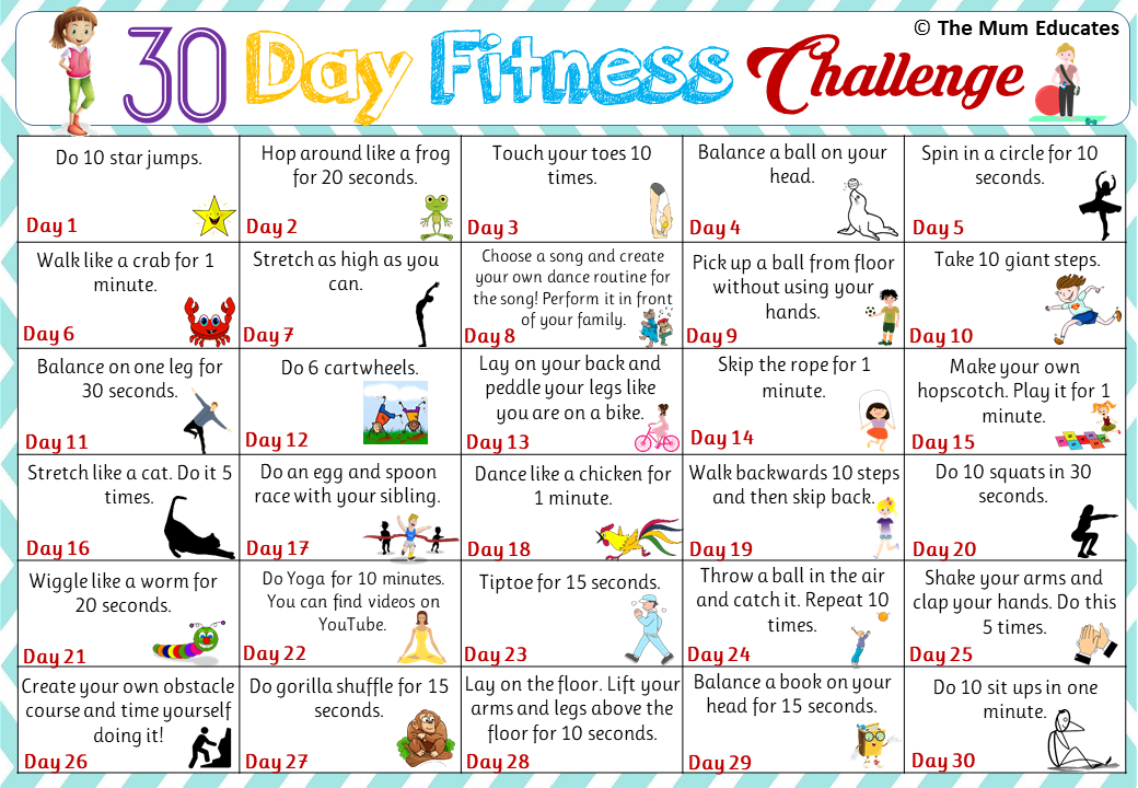 30-day Kids Fitness Challenge - Active kids - The Mum Educates