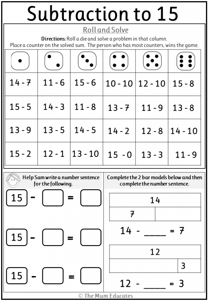 Subtraction worksheets Year 1
