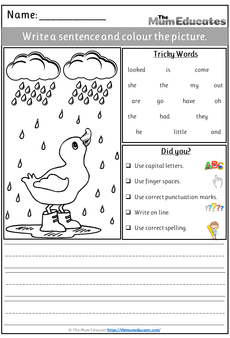 FREE Simple Sentence Writing Picture Prompts For Kids The Mum Educates